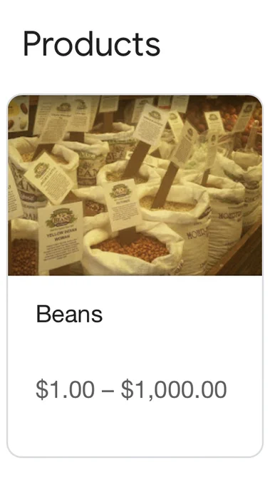 products beans $1.00 - $1,000.00
