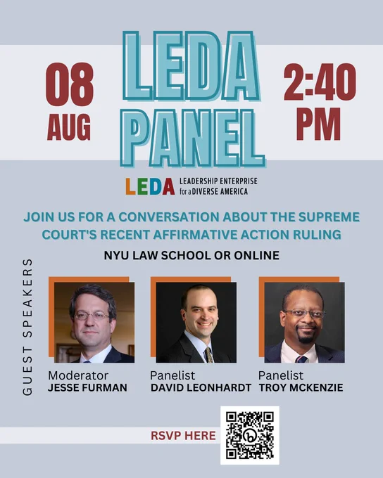 LEDA panel on affirmative action, August 8, 2023, at NYU School of Law