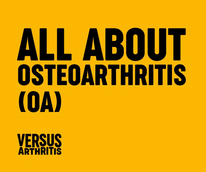 On a yellow background is bold, black text that says, 'All about osteoarthritis (OA)'