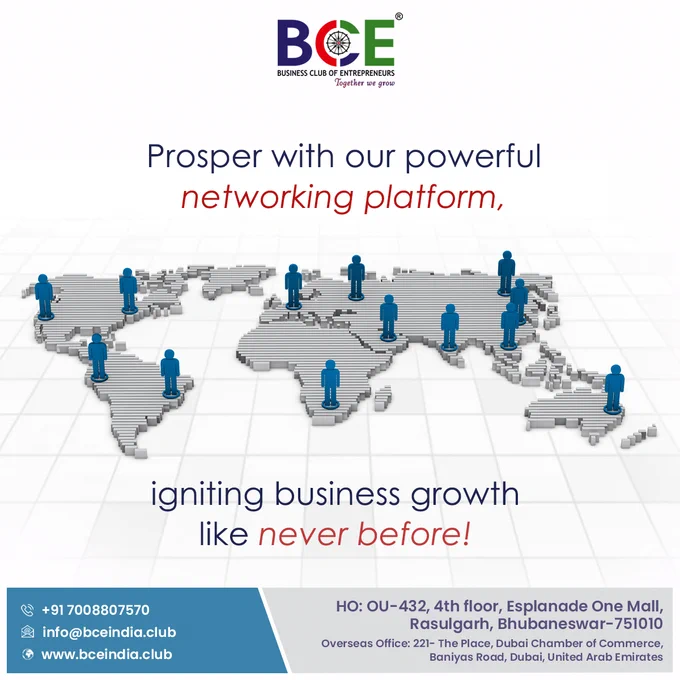 BCE is a powerful networking platform designed to fuel your success. Connect with a diverse network of entrepreneurs, industry experts and thought leaders from all corners of the globe with BCE's powerful networking platform.

Contact us @  91 86372 83792//7008807570 or info@bceindia.club
Visit https://www.bceindia.club

#BCENetworkingProgram #EntrepreneurialCommunity #BusinessOpportunities #BusinessExpansion #BusinessClub #NetworkingCommunity #BusinessOpportunity #NetworkingOpportunities