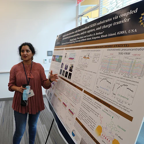 Monika Poonia, seen here presenting her research at the 2022 RI C-AIM Symposium, is a co-author on the latest publication.