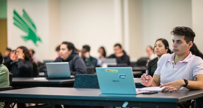 UNT student at the First Generation Center Career Week event that was sponsored by Capital One.