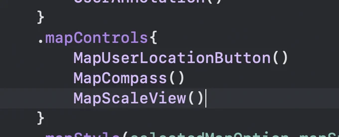 Adding UserLocationButton, Compass and ScaleView is super simply in iOS 17 #SwiftUI Map. 