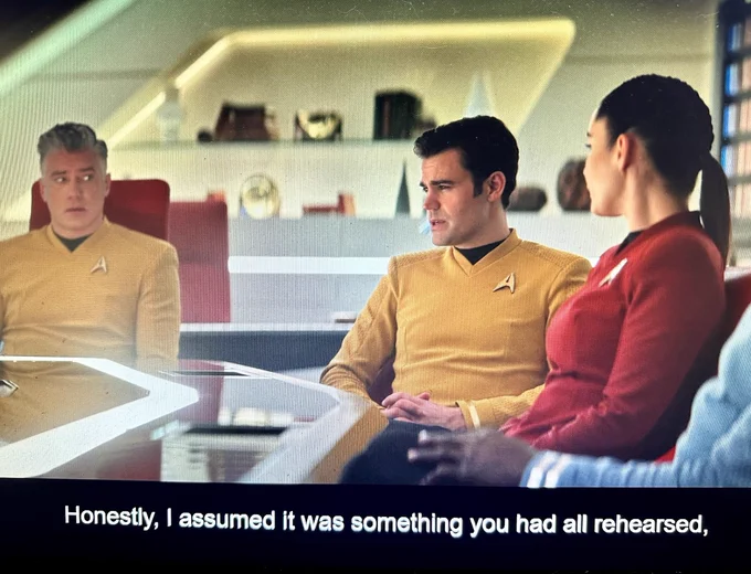 Kirk: Honestly, I assumed it was something you had all rehearsed.