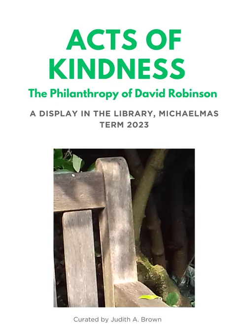 Poster for a library display about Sir David Robinson, philanthropist