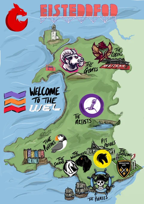 Map of Welsh Esports Teams