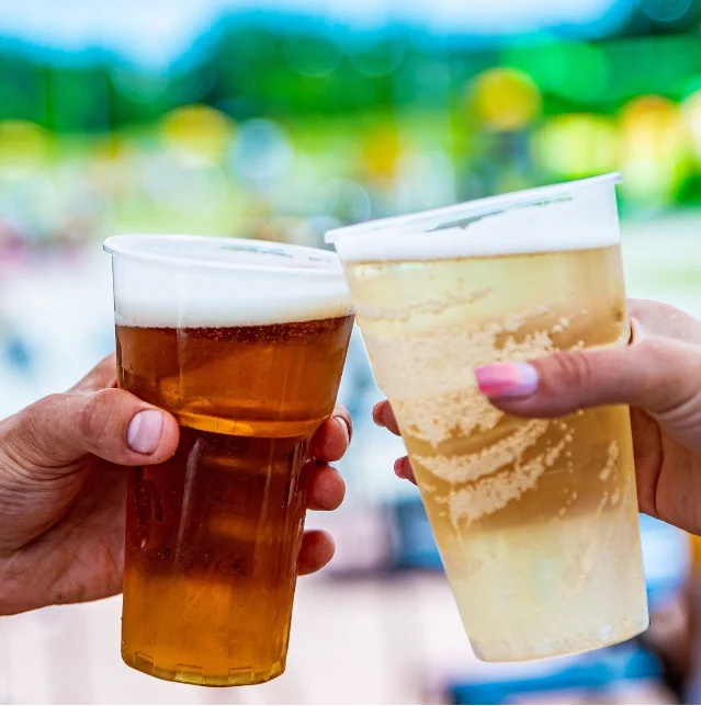 Carousel of people enjoying fresh, crisp, delicious beer on International Beer Day. Cheers!