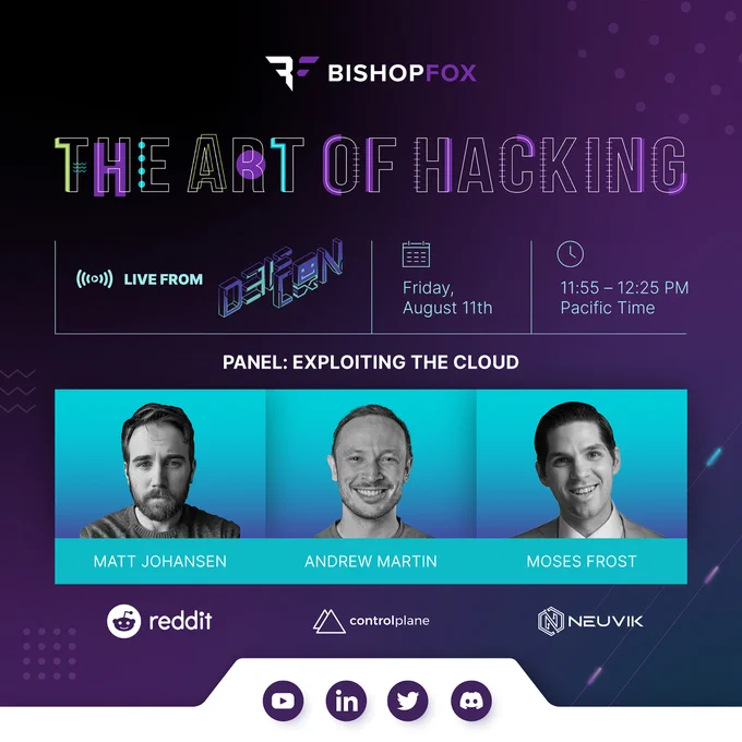 Cloud security panelists for the Bishop Fox DEF CON 31 Livestream