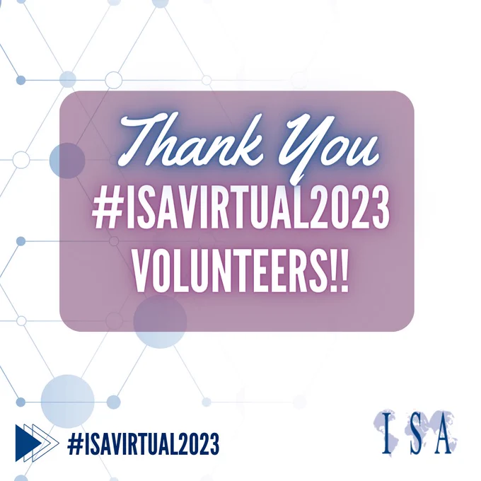 Thank You #ISAVirtual2023 Volunteer!!