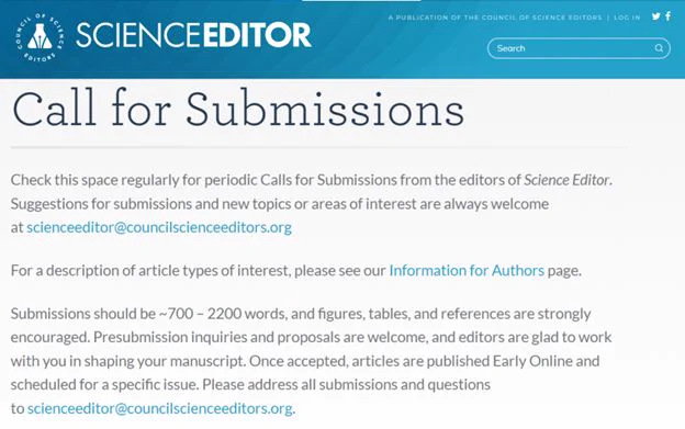 Science Editor Call for Submissions