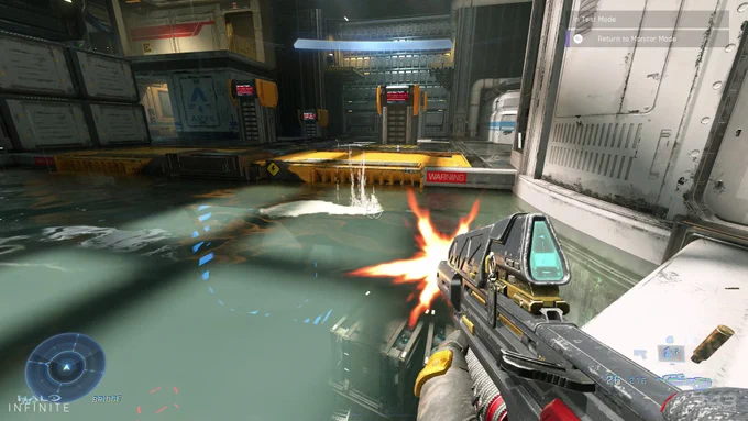 A screenshot of a Death Cam being rotated enough to spot an enemy in the background.
