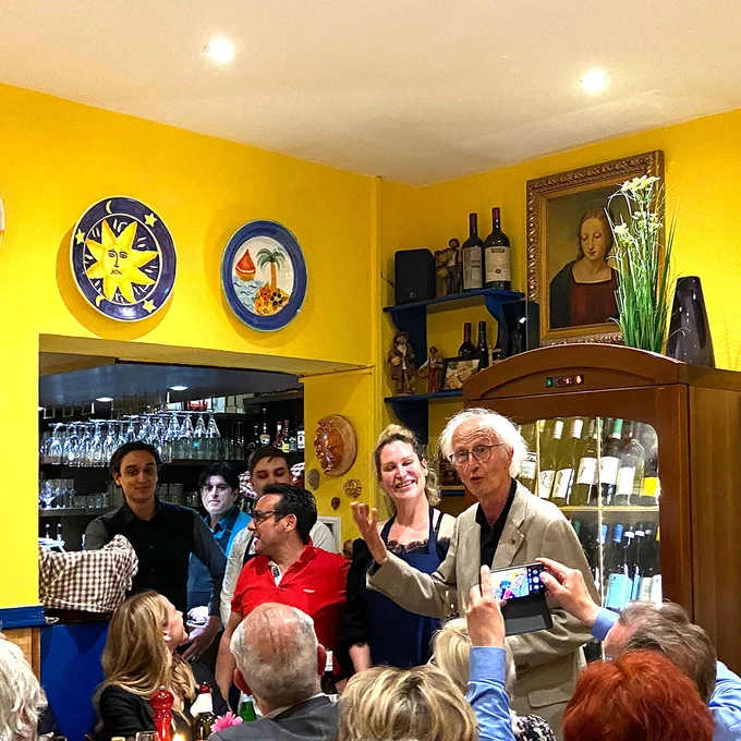 Helmut Schwarz after his farewell lecture, May 2022 · photo courtesy Eva E. Wille
