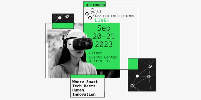 The banner describes: Arriving next month: Register for Applied Intelligence Live! (20-21 Sept) https://bit.ly/3KrmYgD.

Secure #SMPDiscounts of 10% discount using code SMPDISCOUNT10 for delegate passes for the technology conference #ad  #AppliedLive  #AI #IoT #IIoT