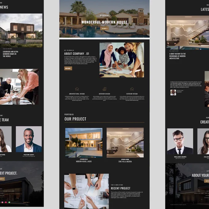 Architectural Website that boast of class, high responsiveness, chic brand mood and captivating design. 

Reach me on Fiverr:
www.fiverr.com/doppletech 