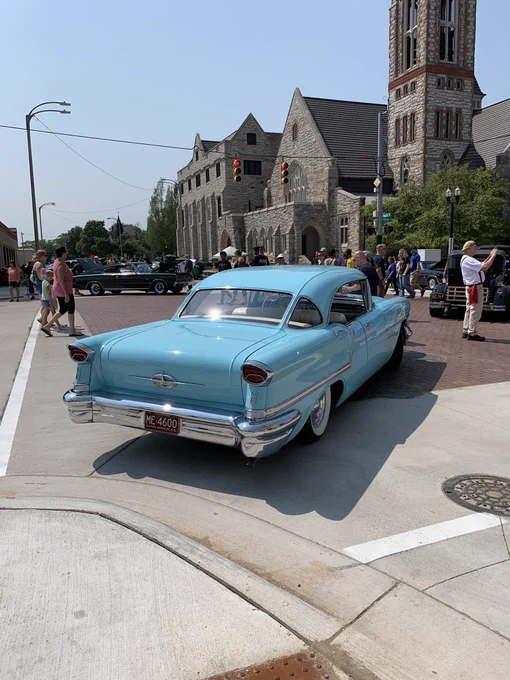 Light blue 1957 Oldsmobile
