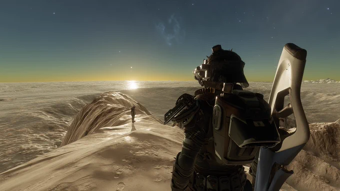Looking towards the sunset on top of a mountain.