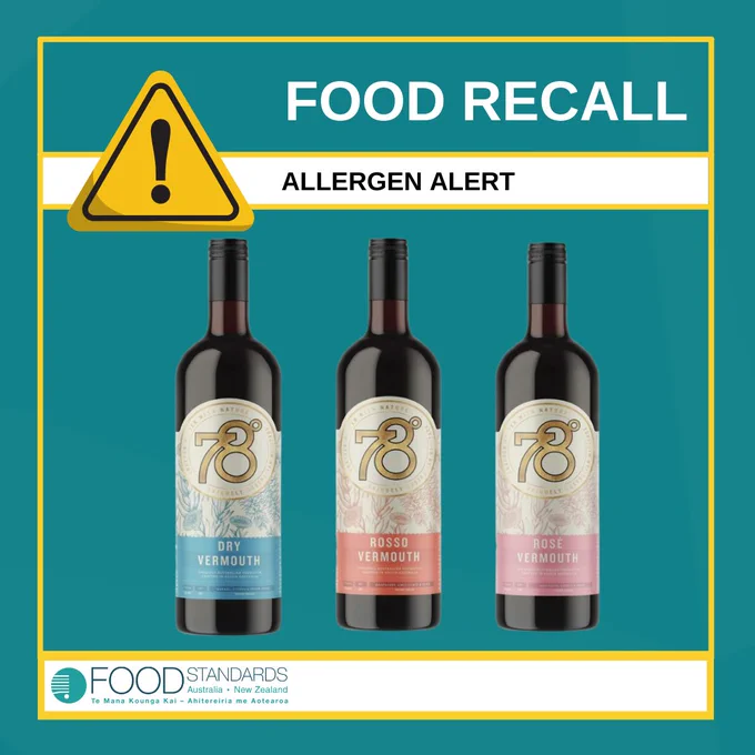 78 degrees wine varieties being recalled due to the presence of undeclared allergens (sulphites)