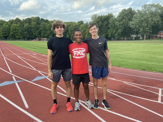 Members of the Fairport track team were on hand to talk about the Fairport for the Future 2023 Capital Improvement Project.