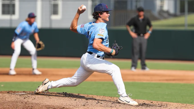 Jack McKernan delivers a pitch at the 2023 NTDP.