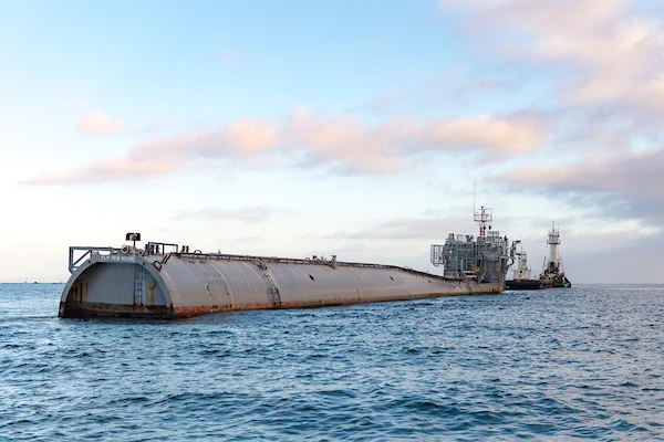 FLIP being towed out to sea. Photo: Erik Jepsen