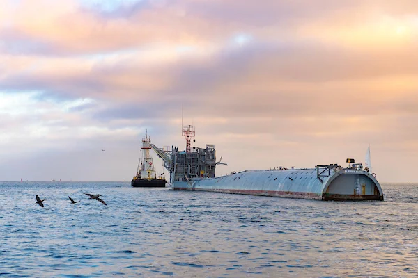 FLIP being towed out to sea. Photo: Erik Jepsen