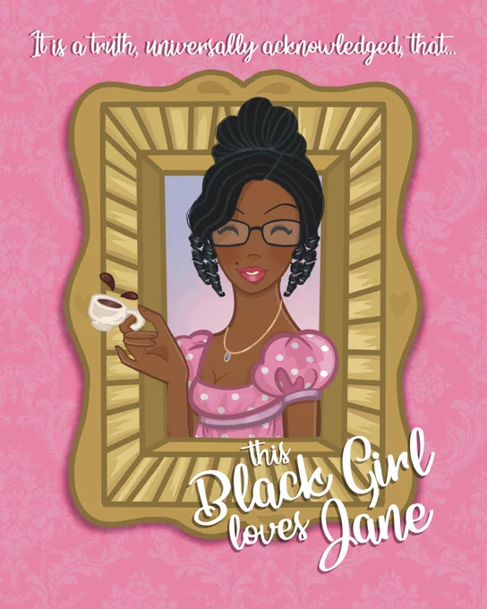 Comic version of Black Girl Loves Jane in pink regency attire