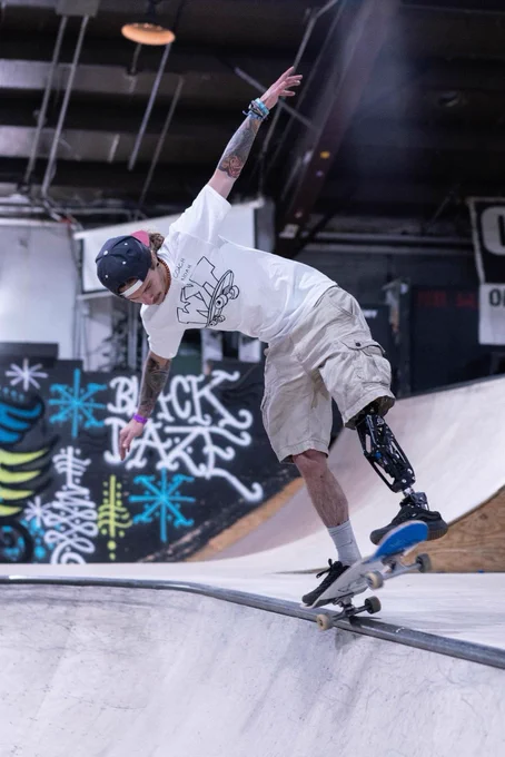 Noah doing a skateboarding trick