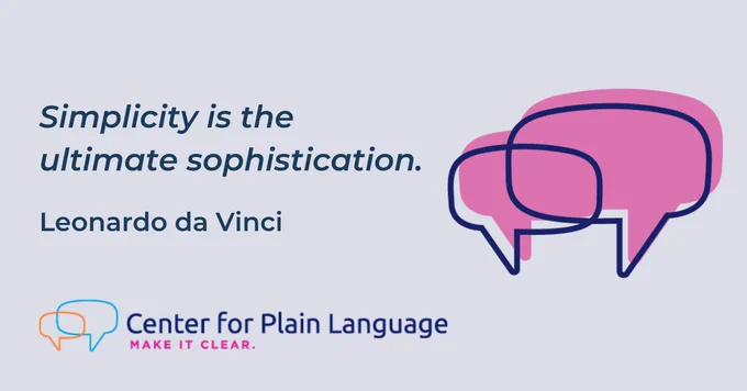 Decorative text says: Simplicity is the ultimate sophistication. By Leonardo da Vinci