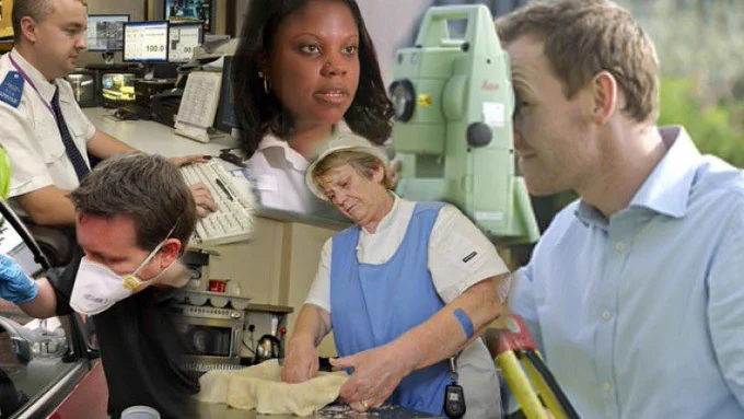 Collage photo of people in different police staff roles and uniforms