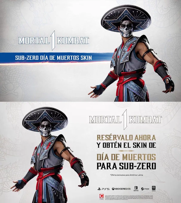 Day of the Dead Sub-Zero skin has been revealed in collaboration with Triplemania XXXI!

According to the articles: for Día de Muertos, the celebratory Sub-Zero skin will be available to all Latin American players who pre-order Mortal Kombat 1

The skin will also apparently be available at a later (unspecified) date

What do you think of the skin?

Reported by/images from 3DJuegos LATAM & Techgames

#MortalKombat #MortalKombat1 #MK1 #SubZer #BiHan