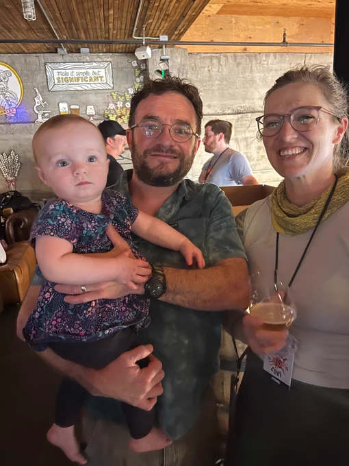Marcy and family at the brewery