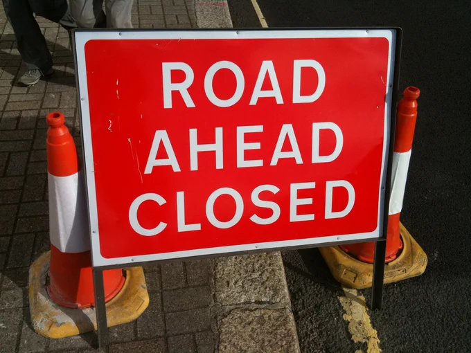 Road closed sign