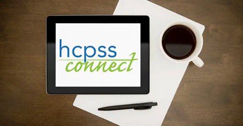 HCPSS Connect on a tablet screen.