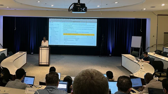 Argonne's Marieme Ngom delivers a talk on deep learning at the 2023 Argonne Training Program on Extreme-Scale Computing. 