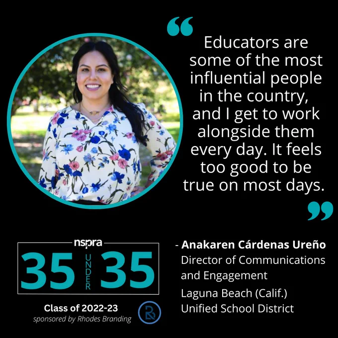Anakaren Cárdenas Ureño and quote: Educators are some of the most influential people in the country, and I get to work alongside them every day. It feels too good to be true on most days.