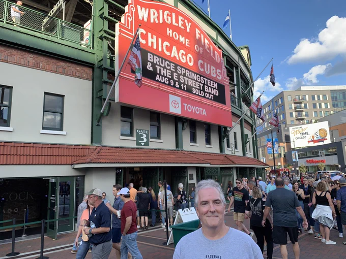 Pat in front of Wrigley Field Marquee.