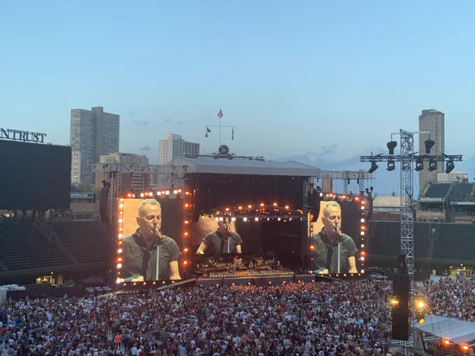 Bruce Springsteen on stage at Wrigley Field