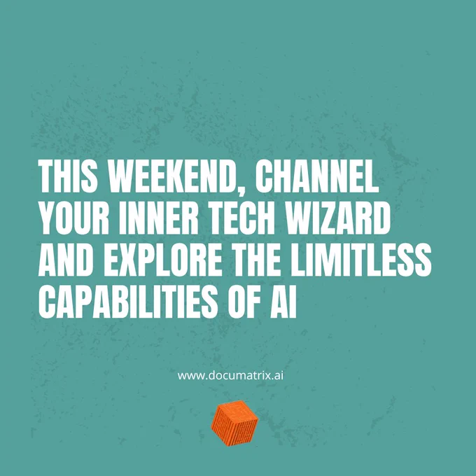 🧙‍♂ Let DocuMatrix AI be your guide to transforming data into actionable insights that drive your business forward. 📊📈
Happy Weekend 🥳🌟
