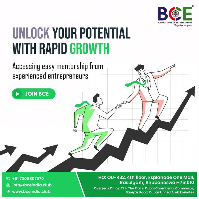 Unlock Your Potential for Rapid Growth with BCE. At BCE, we believe in the power of mentorship and collaboration. Our community is designed to connect driven individuals like you with seasoned business leaders who have walked the path you're on. Join BCE today and tap into a world of opportunities, knowledge, and connections that will fuel your entrepreneurial journey.

Contact us @  91 86372 83792//7008807570 or info@bceindia.club
Visit https://www.bceindia.club

#BCEEntrepreneurs #UnlockYourPotential #MentorshipMatters #BCE #NetworkingClub
