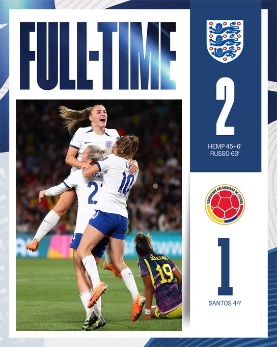 Full-time: England 2-1 Colombia