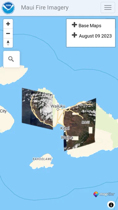 Map of Maui showing the areas where imagery is available