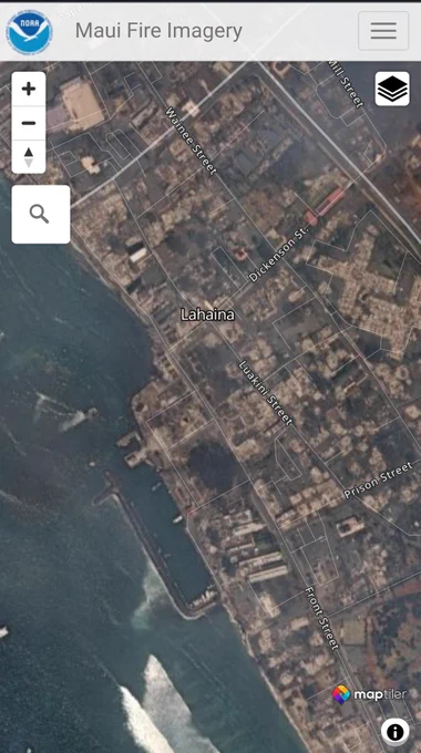 Satellite image of Lahaina after the fire