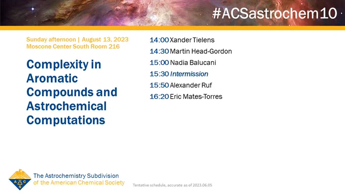 Schedule for "Complexity in Aromatic Compounds and Astrochemical Computations"