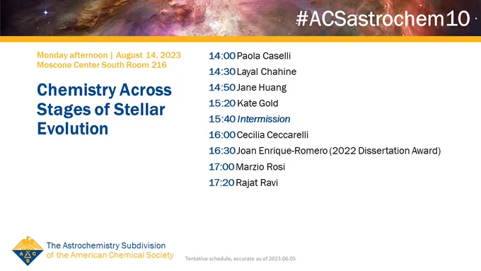 Schedule for "Chemistry Across Stages of Stellar Evolution" session