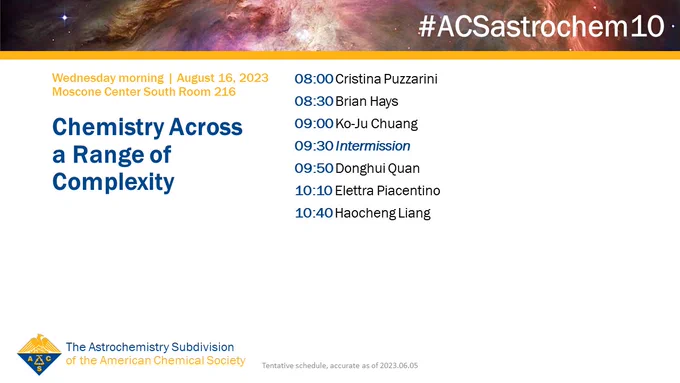 Schedule for "Chemistry Across a Range of Complexity" session