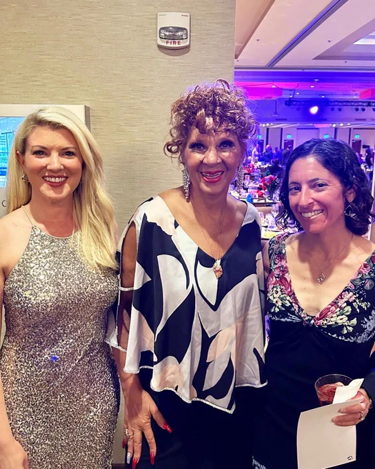 Three people pose together in a line. From left to right it’s Amy Parsons, Cleo Parker Robinson and Emily Morgan.
