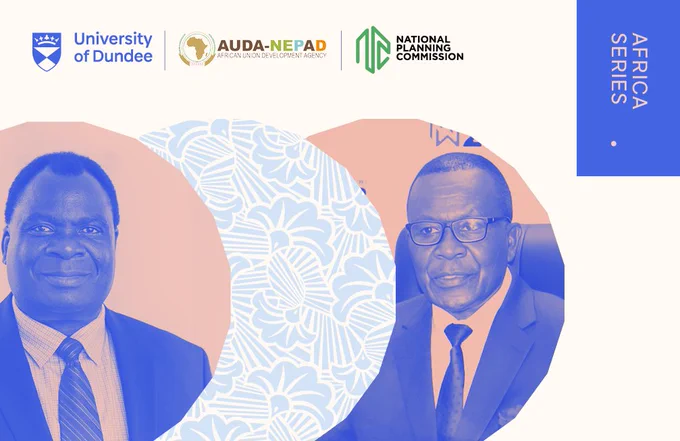 Africa Lecture Series lecture poster showing photographs of Professors Aggrey Ambali and Richard Mkandawire