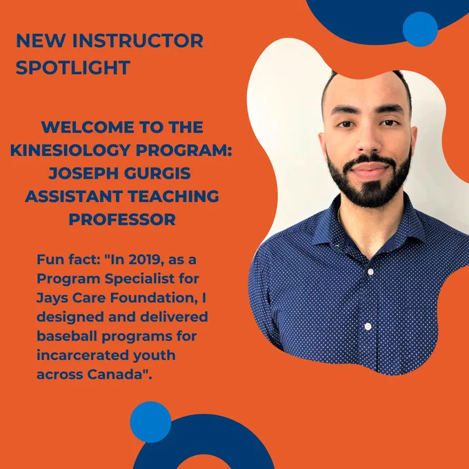 The Faculty of Health Sciences welcomes Joseph Gurgis, Assistant Teaching Professor to the Kinesiology team! KINE students will be able to connect and learn lots from Joseph's experiences! 