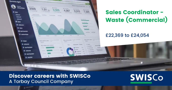 Sales Coordinator - Waste (Commercial)
£22,369 to £24,054
Discover careers with SWISCo - A Torbay Council Company