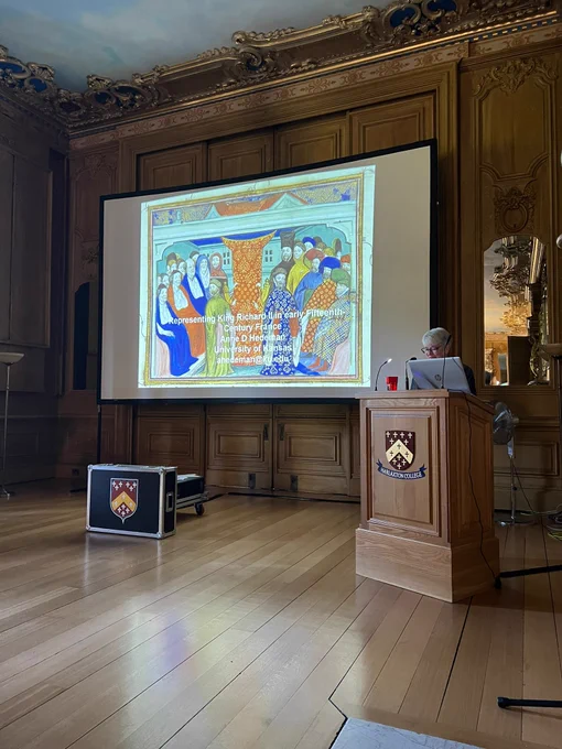 Anne D. Hedeman presenting on French manuscript representations of Richard II.